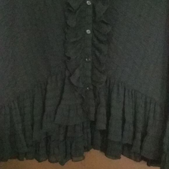 Zara Ruffle Stripes Chiffon Shirt - Picture 3 of 7